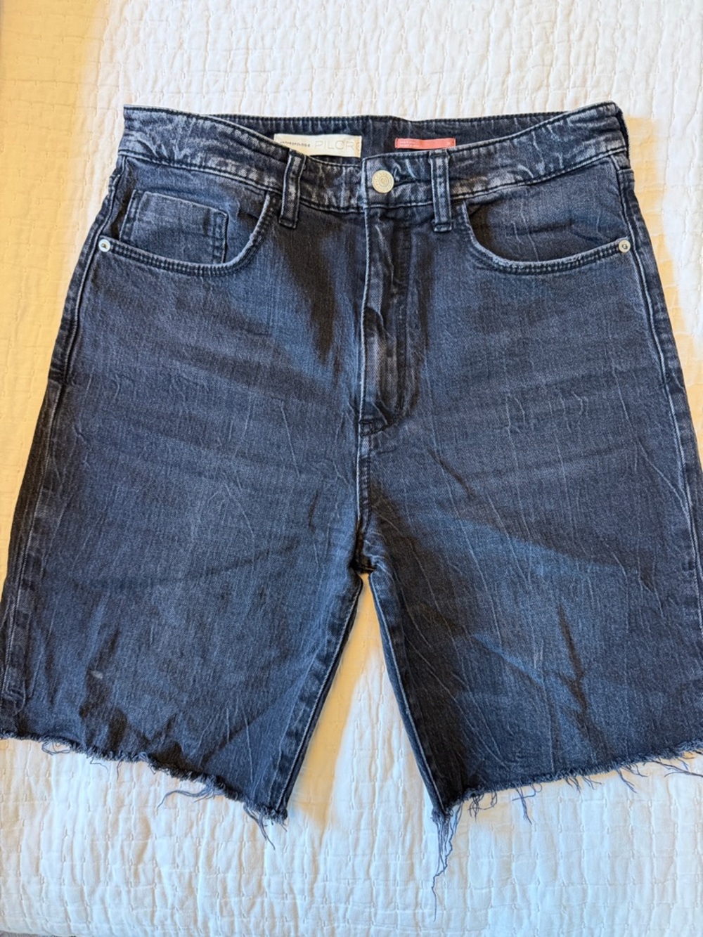 Pilcro Raw Hem Black Denim Cutoff Shorts